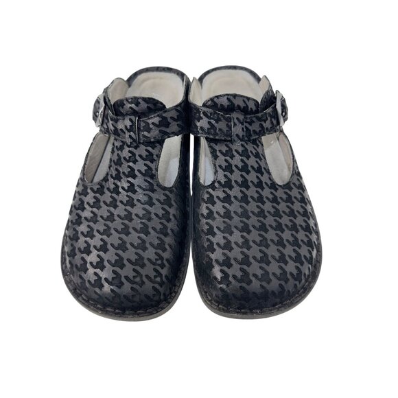 Alegria ALG-772 Womens SZ 39 Leather Mary Jane Slip On Clogs Houndstooth Pattern - Picture 8 of 12